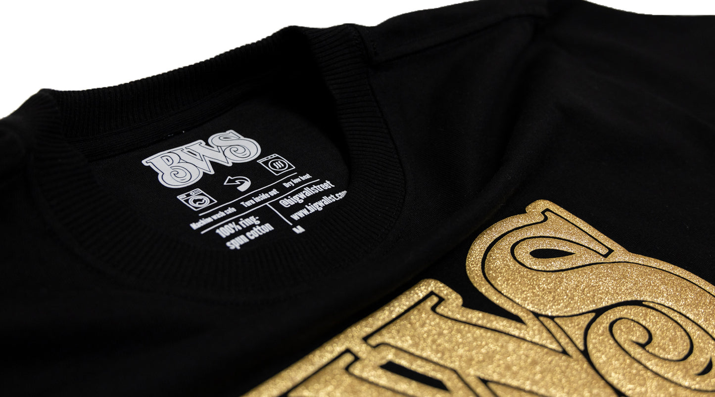 Black & Gold BWS Premium Heavyweight Puff Print Tee