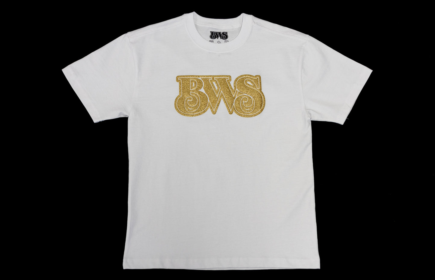 White & Gold BWS Premium Heavyweight Puff Print Tee