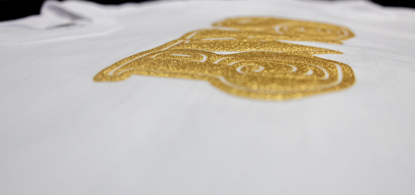 White & Gold BWS Premium Heavyweight Puff Print Tee